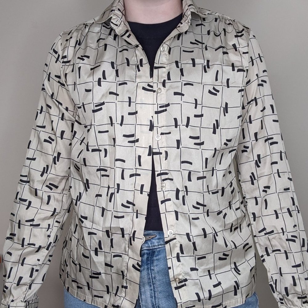 Black and Cream Vintage Button Up